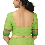 Chettinad Cotton Putta Saree Without Blouse (Parrot green)