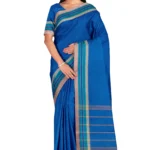 Chettinad Cotton Plain Saree Without Blouse (Blue Colour)