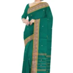 Chettinad Cotton Putta Saree Without Blouse ( Green Colour )