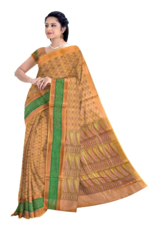 Malamal Cotton Saree With Running Blouse (Gold Colour)