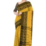 Chettinad Cotton Vanasingaram Border Plain Saree Without Blouse(Yellow Colur)