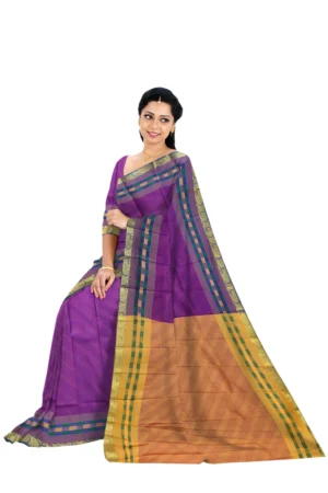 Varanasi Pattu Soft Silk Saree with Zari Border (Purple colour)