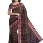 Chettinad Cotton Checked Saree Without Blouse (Maroon Colour)