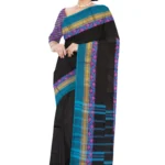 Chettinad Cotton Plain Saree Without Blouse (Black Colour)