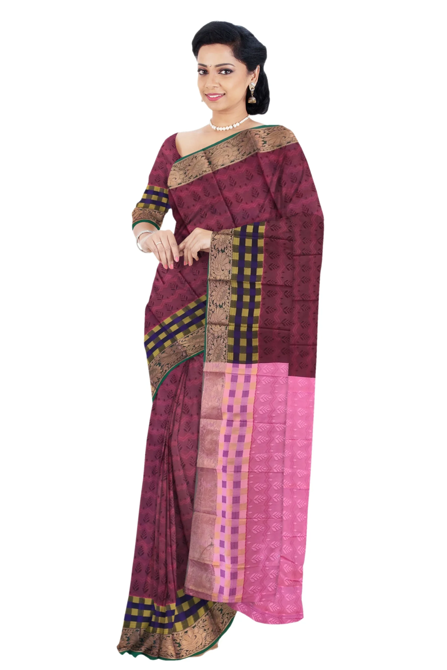 Varanasi Pattu Soft Silk Saree With Running Blouse ( Maroon Colour)