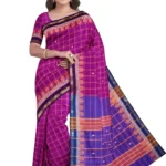 Chettinad Korvai Cotton Putta Saree Without Blouse(Purple Colour)
