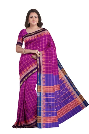 Chettinad Korvai Cotton Putta Saree Without Blouse(Purple Colour)