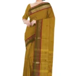 Chettinad Cotton Putta Saree Without Blouse (Olive Green)