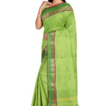 Chettinad Cotton Putta Saree Without Blouse (Parrot green)