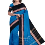 Chettinad Cotton Plain Saree Without Blouse(Blue Colour)