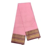 Chettinad Cotton Plain Saree With Running Blouse (Rose Colour)