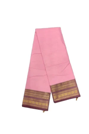 Chettinad Cotton Plain Saree With Running Blouse (Rose Colour)