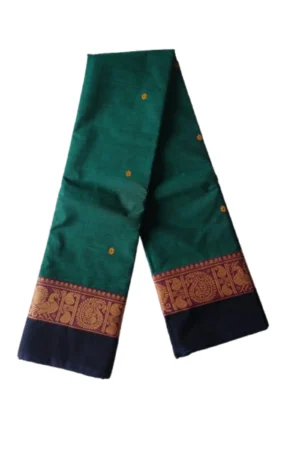 Chettinad Cotton Putta Saree Without Blouse (Green Colour)