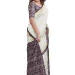 Kerala Tissue Cotton Kasavu Ajrak Saree With seprate Blouse