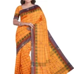 Chettinad Korvai Cotton Putta Saree Without Blouse (Orange Colour)