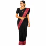Chettinad Cotton Plain Saree With Running Blouse ( Black Colour)