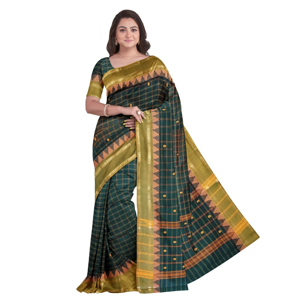checked cotton saree