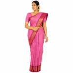 Chettinad Cotton Plain Saree With Running Blouse ( Pink Colour)