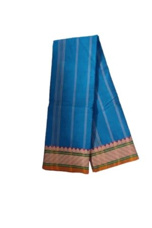 Chettinad Cotton Plain Saree Without Blouse Sky Blue Colour