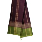 Chettinad Cotton Plain Saree With Running Blouse Brown Colour