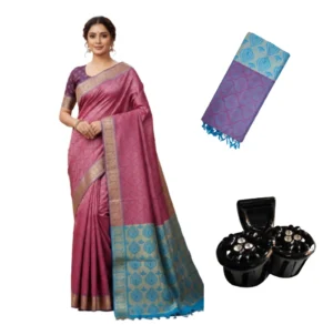 Negamam Cotton Saree Combination Blue and Meganta Colour
