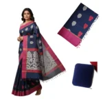 Negamam Cotton Saree With Running Blouse Blue Colour
