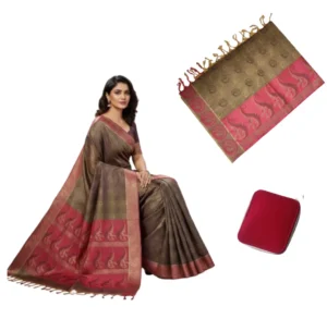 Negamam Cotton Saree With Running Blouse Light Green Colour