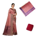 Negamam Cotton Saree With Running Blouse Brown Colour
