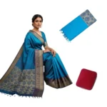 Negamam Cotton Saree With Running Blouse Sky Blue Colour