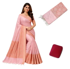 Negamam Cotton Saree With Running Blouse Rose Colour