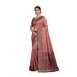 Negamam Cotton Saree With Running Blouse Brown Colour