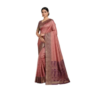 Negamam Cotton Saree With Running Blouse Brown Colour