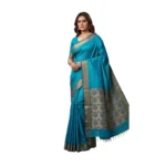 Negamam Cotton Saree With Running Blouse Sky Blue Colour