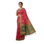 Negamam Cotton Saree With Running Blouse Red Colour