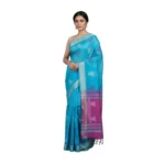 Negamam Cotton Saree With Running Blouse Sky Blue Colour