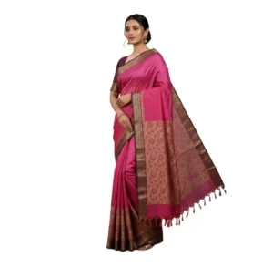 Negamam Cotton Saree With Running Blouse Rose Colour