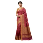 Negamam Cotton Saree With Running Blouse Maroon Colour