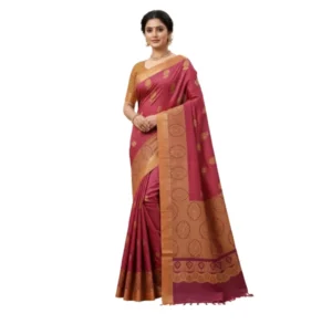 Negamam Cotton Saree With Running Blouse Maroon Colour