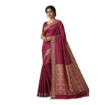 Negamam Cotton Saree With Running Blouse Maroon Colour