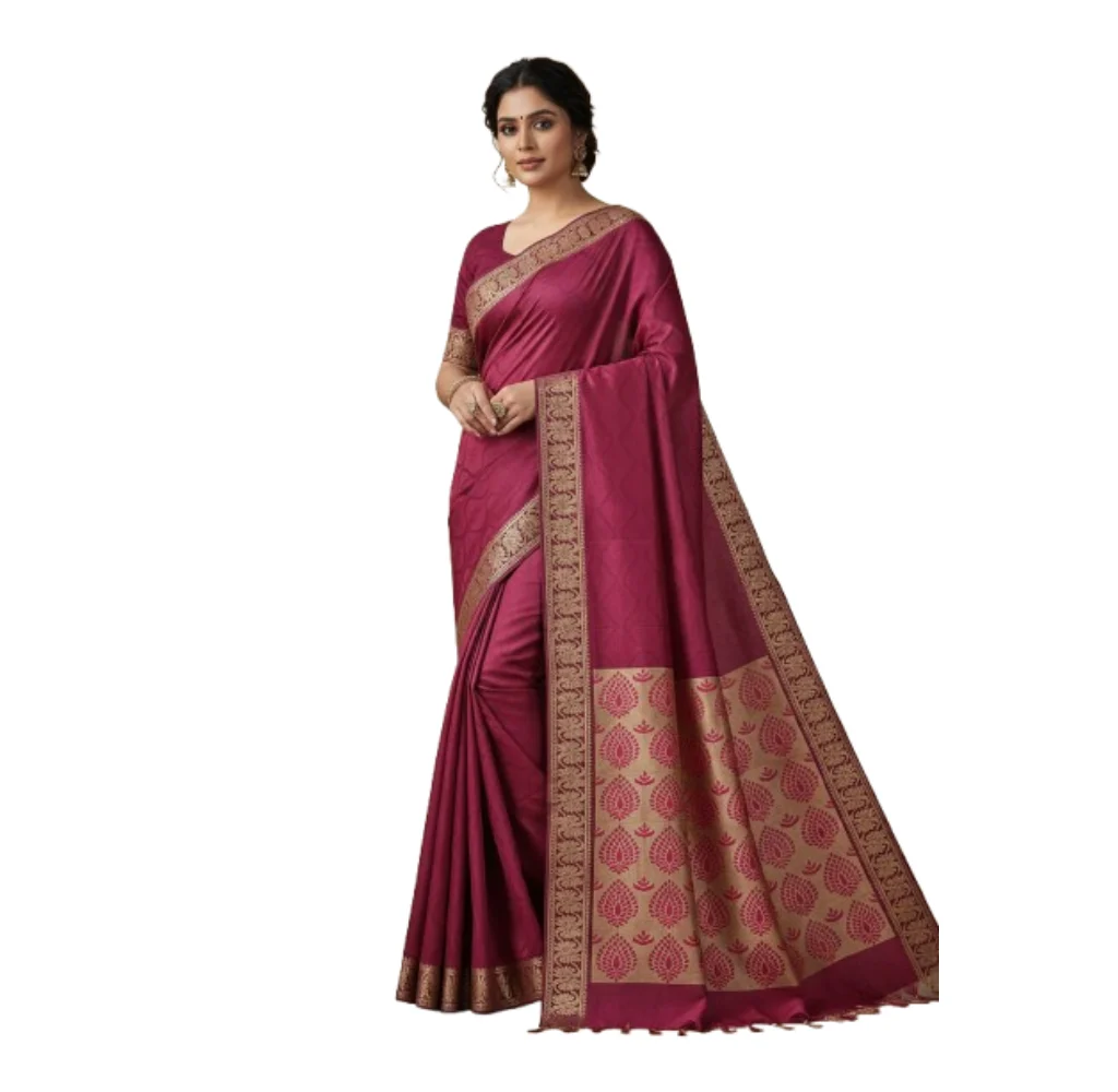 Negamam Cotton Saree With Running Blouse Maroon Colour