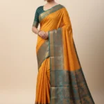 Negamam Cotton Saree With Running Blouse Yellow Colour