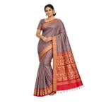 Negamam Cotton Saree With Running Blouse Green and Pink Mixed Colour